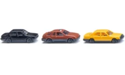 - 3er Set: Drei klassische Personenwagen, schwarz/braun, 1982, 1:87, Wiking