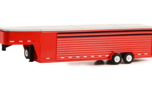 Anhänger Gooseneck Livestock Trailer, rot, 1:64, Greenlight