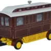 Anhänger Showmans Caravan, dunkelrot/gelb, 1:76, Oxford