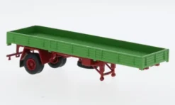 Auflieger 1achs Pritsche, grün/rot, 1965, 1:87, Brekina