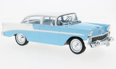 Chevrolet Bel Air 4-Door HardTop, hellblau/weiss, 1956, 1:24, WhiteBox