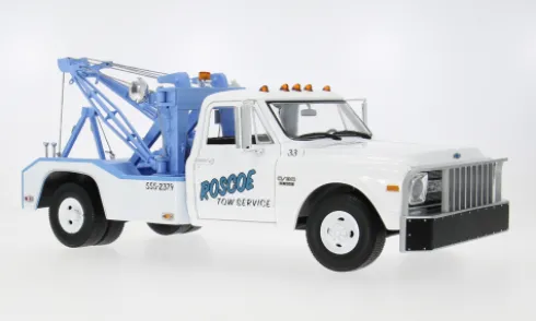 Chevrolet C-30 Dually Wrecker, weiss, 1969, Roscoe Tow Service, 1:18, Greenlight