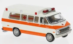 Dodge B 200 Ambulance, weiss/dunkelorange, 1975, 1:87, Brekina
