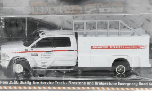 Dodge RAM 3500 Dually Tire Service Truck, 2018, Firestone and Bridgestone Road Service, 1:64, Greenlight