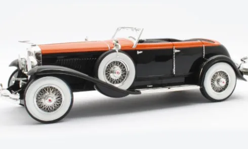 Duesenberg Model J Riviera Pheaton by Brunn, schwarz/orange, 1934, 1:18, Matrix