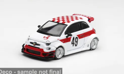 Fiat 595 Abarth LB-Works x ABAS Works, weiss/rot, 2026, #49, 1:64, Mini GT