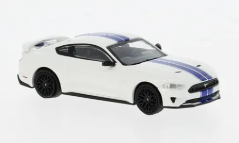 Ford Mustang GT, weiss/blau, 2018, 1:87, Minichamps