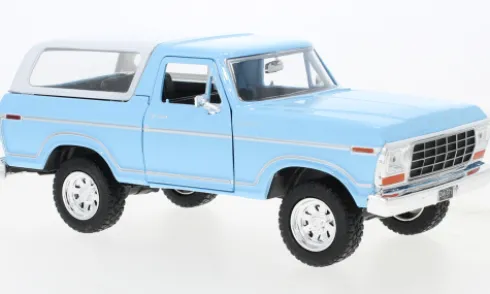 Ford Bronco Custom, hellblau/weiss, 1978, 1:24, Motormax