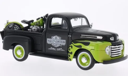 Ford + Harley Davidson F-1 Pickup + FL Panhead, 1948, Harley-Davidson, 1:24, Maisto