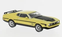 Ford Mustang Mach 1, gelb/schwarz, 1971, 1:64, Mini GT