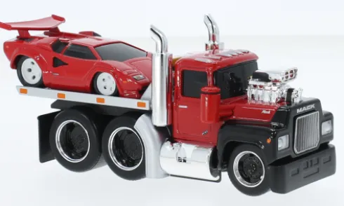 Mack R685ST Flatbed, rot/schwarz, 1980, 1:64, Maisto