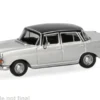 Mercedes 200 Heckflosse, silber/schwarz, 1:87, Herpa