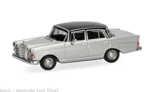 Mercedes 200 Heckflosse, silber/schwarz, 1:87, Herpa