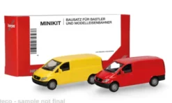 Mercedes 2er Set: Vito Kasten (W639), gelb/rot, 2002, 1:87, Herpa MiniKit