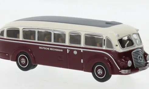 Mercedes LO 3500, dunkelrot/weiss, 1936, Deutsche Reichsbahn, 1:87, Brekina