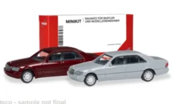 Mercedes S-Klasse (W140), dunkelrot/grau, 1:87, Herpa MiniKit