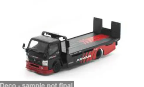 Mitsubishi Fuso 300 Flatbad, schwarz/rot, Advan, 1:64, Pop Race