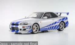 Nissan Skyline R34 GT-R, silber/blau, 2001, 1:12, Kyosho