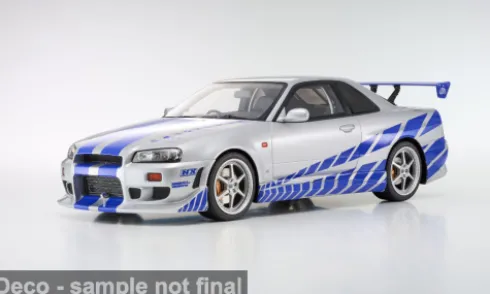 Nissan Skyline R34 GT-R, silber/blau, 2001, 1:12, Kyosho