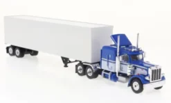 Peterbilt 359 Koffer-SZ, blau/weiss, 1973, 1:87, Brekina