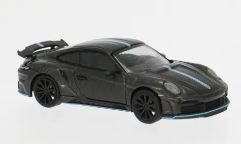 Porsche 992 Stinger GTR, carbon/blau, 1:64, Pop Race