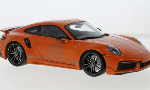 Porsche 911 (992) Turbo S Sport Design, orange, 2021, 1:18, Minichamps