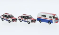 Set Fiat 131 Abarth und Fiat 238 Kasten, 1974, Fiat France Service Course, 1:87, Brekina