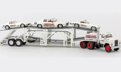 Set Dodge Autotransporter mit 3 PKW, 1975, Hurricane Helldrivers, 1:87, Brekina
