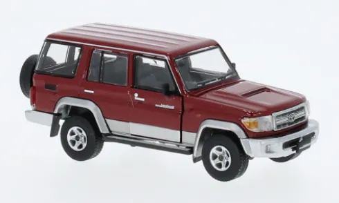 Toyota Land Cruiser LC76, dunkelrot/silber, 1:64, BM Creations