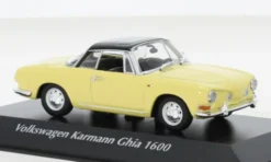 VW Karmann Ghia 1600, gelb/schwarz, 1966, 1:43, Maxichamps