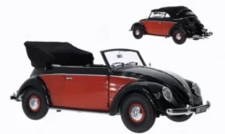 VW Käfer Cabriolet, schwarz/rot, 1949, 1:12, Sun Star