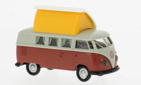 VW T1b Camper, grau/rot, 1960, 1:87, Brekina