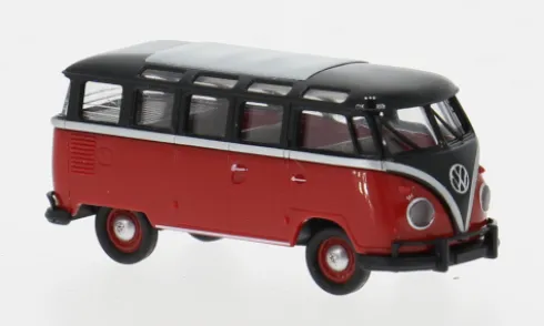 VW T1b Samba, schwarz/rot, 1960, 1:87, Brekina