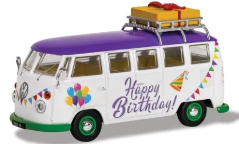 VW T1 Camper, weiss/Dekor, Happy Birthday, 1:43, Corgi