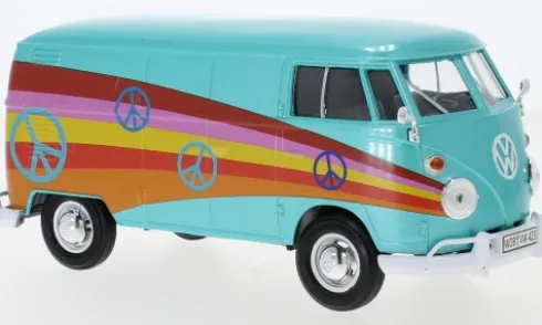 VW T1 Kasten, türkis/Dekor, 1:24, Motormax