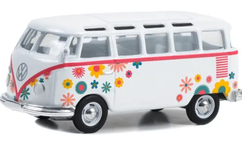 VW T1 Samba Bus, weiss/Dekor, 1964, 1:64, Greenlight