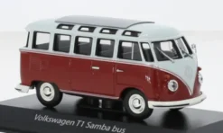 VW T1 Samba, hellgrau/dunkelrot, 1963, 1:43, Maxichamps