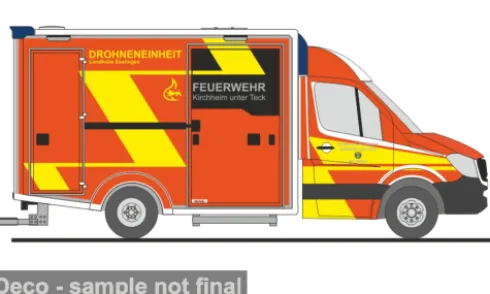 Wietmarscher Ambulanzfahrzeug - Design RTW, 2018, FW Kirchheim unter Teck, Drohneneinheit, 1:87, Rietze